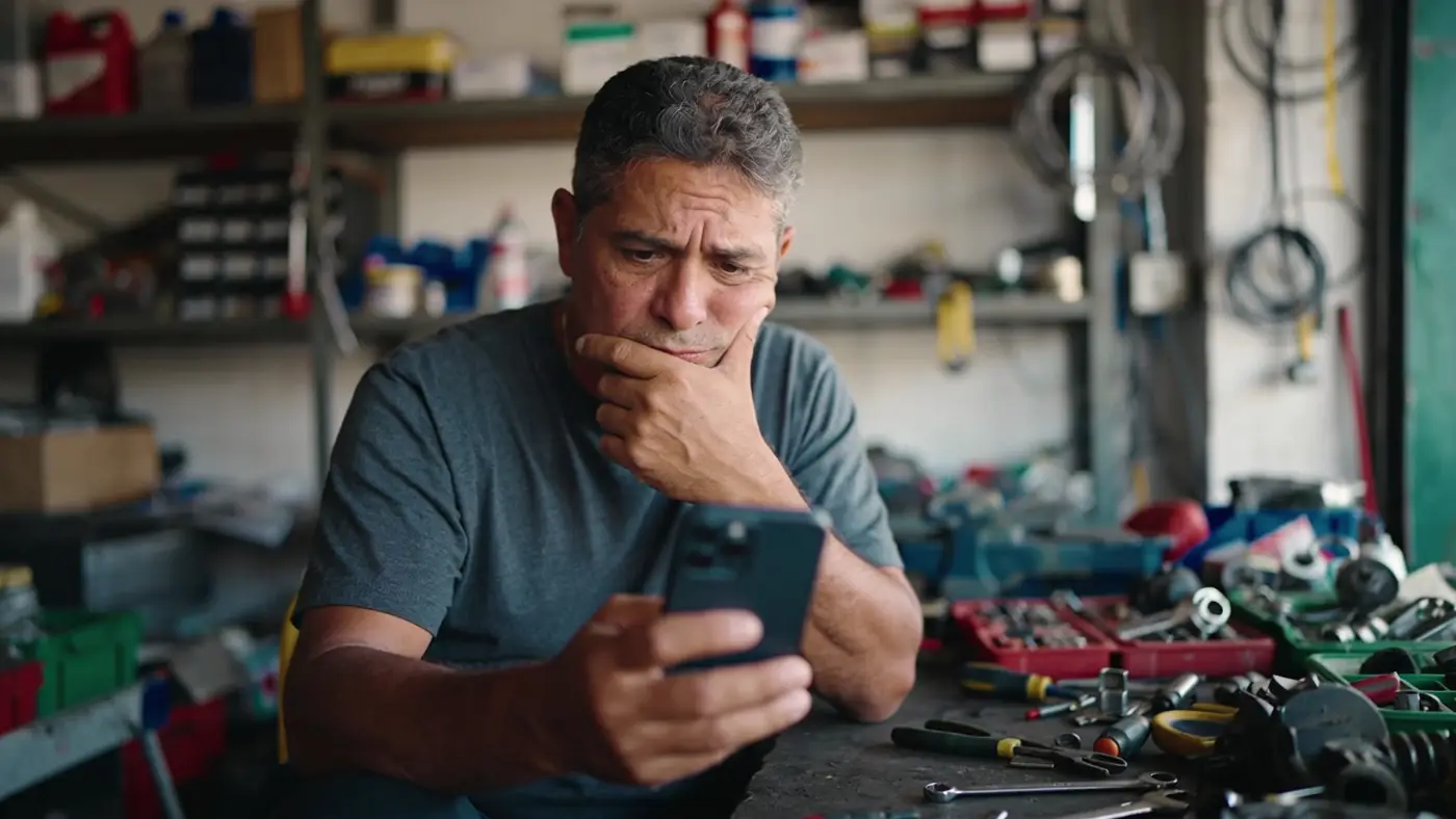Cliente procurando informações de um pequeno negócio no celular