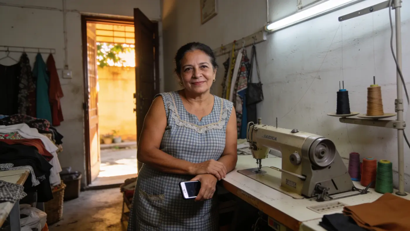 Comerciante atendendo um cliente na loja