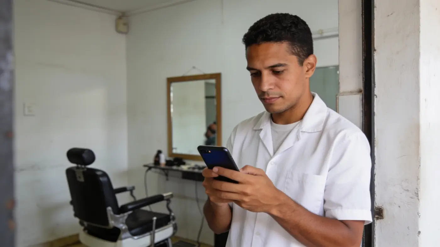 Prestador de serviço autônomo trabalhando e conferindo o celular